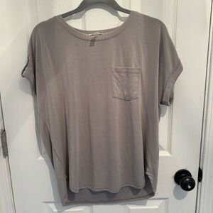 Cable & Gauge Studio Women's Blouse Top Viscose Short Sleeve Size L Gray